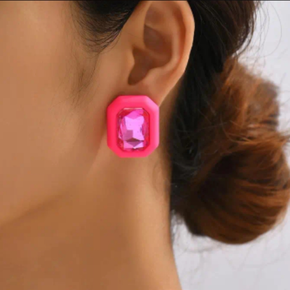 Pink Gemstone Stud Earrings